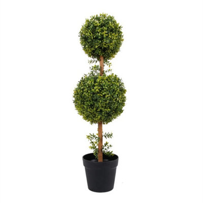 Gardenwize Garden Outdoor Solar Powered Artificial Double Bay Ball Tree Plant In Pot