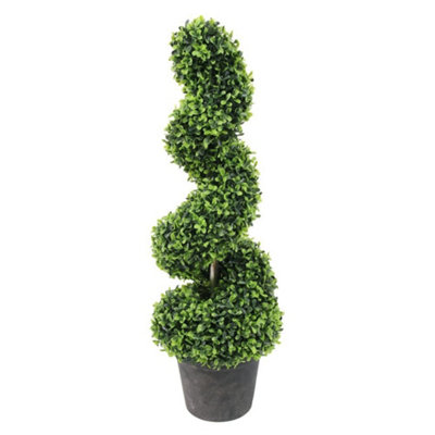 Gardenwize Garden Outdoor Solar Powered Artificial Twist Topiary Plant Tree in Pot
