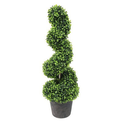 Gardenwize Garden Outdoor Solar Powered Artificial Twist Topiary Plant Tree in Pot