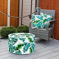 Gardenwize Home Garden Outdoor Picnic Botanical Green Print Inflatable Ottoman Stool Chair