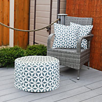 Gardenwize Home Garden Outdoor Picnic Grey Geometric Print Inflatable Ottoman Stool Chair