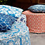Gardenwize Home Garden Outdoor Picnic Jacquard Blue Inflatable Ottoman Pouf Stool Chair