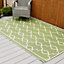 Gardenwize Outdoor Garden Camping Beach Grass Patio Carpet Patterned Rug-  Large Green/White