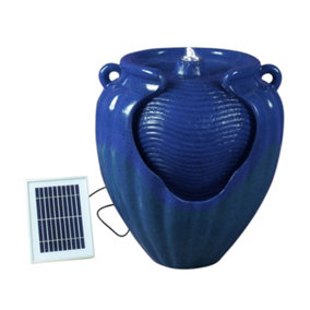 Gardenwize Outdoor Garden Solar Powered Blue Vase Water Feature Fountain