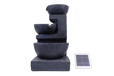 Gardenwize Outdoor Garden Solar Powered Cascading Black Ceramic Water Fountain Feature