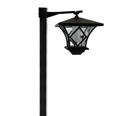Gardenwize Pack of 2 Solar Powered LED Garden Post Lights 1.3m Tall Black Bright Decorative Garden Lamppost Light