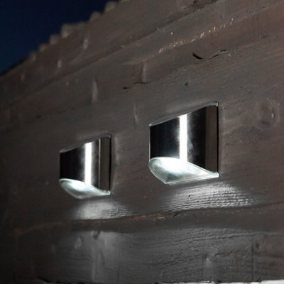 Gardenwize Pack of 2 Solar Powered LED Lucent Stainless Steel Fence