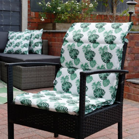 Gardenwize Pair of Outdoor Garden Decorative Full Length Bench Seat Pad Cushions - Bali Leaf
