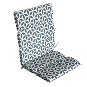 Gardenwize Pair of Outdoor Garden Decorative Full Length Bench Seat Pad Cushions- Geo Grey