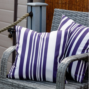 Gardenwize Pair of Outdoor Garden Sofa Chair Furniture Scatter Cushions- Blue Stripe