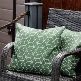 Gardenwize Pair of Outdoor Garden Sofa Chair Furniture Scatter Cushions- Green Cube