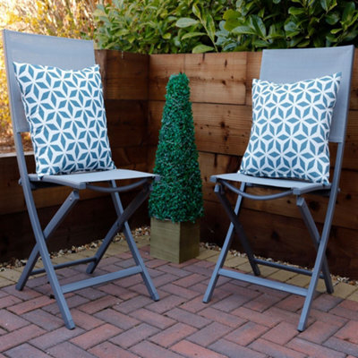 Gardenwize Pair of Outdoor Garden Sofa Chair Furniture Scatter Cushions- Grey/White Geometric Print