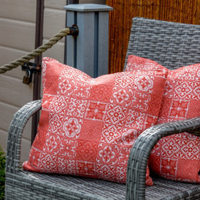Gardenwize Pair of Outdoor Garden Sofa Chair Furniture Scatter Cushions - Jacquard Pink