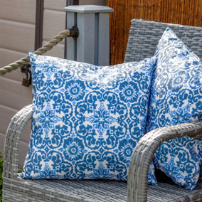 Gardenwize Pair of Outdoor Garden Sofa Chair Furniture Scatter Cushions- Kaleidoscope Blue