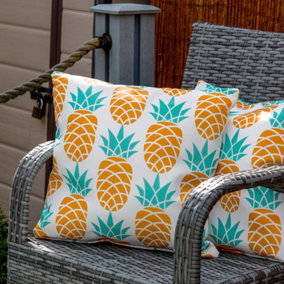 Gardenwize Pair of Outdoor Garden Sofa Chair Furniture Scatter Cushions - Light up Pineapple