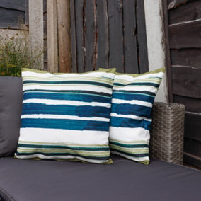Gardenwize Pair of Outdoor Garden Sofa Chair Furniture Scatter Cushions - Painted Stripe