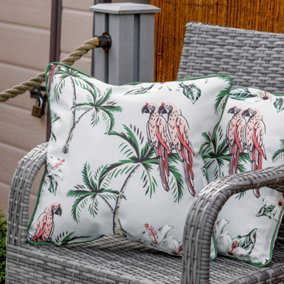 Gardenwize Pair of Outdoor Garden Sofa Chair Furniture Scatter Cushions- Pink Parrot