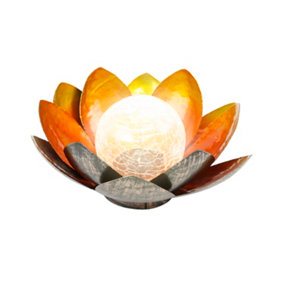 Gardenwize Solar Metal Lotus With Crackle Ball Light