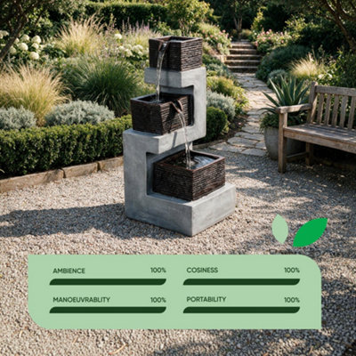 Gardenwize Solar Powered Stacked Blocks Solar Water Feature