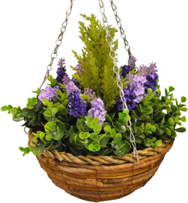 Gardman Artificial Topiary Hanging Basket 25cm Lavender