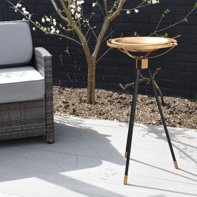 Gardman Aura Wild Bird Bath Free Standing Garden Decor Gold Black Modern Tripod