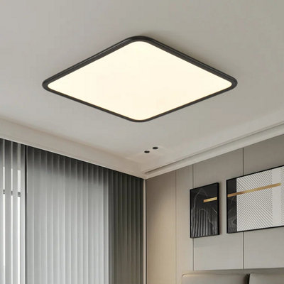 Garwarm 1 - Light Black 50cm Simple Square LED Flush Mount ceiling light for living room bedroom