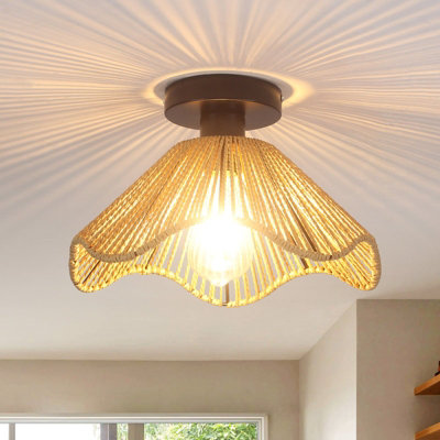 Garwarm 1- Light Rattan Flush Mount