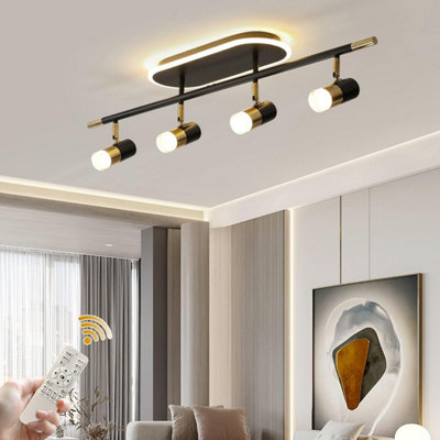 Garwarm 4-Light Dimmable LED Ceiling Track Light Black Gold Rotatable Spotlight