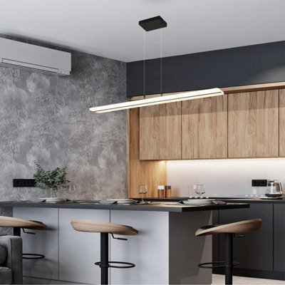 Garwarm 40W Modern Dimmable LED Pendant Light Long Strip Chandeliers ...