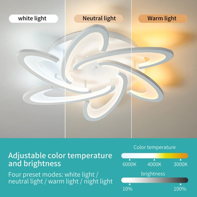 Riserva Dimmable Ceiling Light LED, 42W Ceiling Lamp Modern Round, 3000K-6500K, Chandelier White Decorative For Bedroom, Living Room, Dining Room - View #10