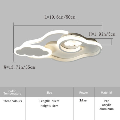 Garwarm 42W Modern LED Ceiling Light White Dimmable Cloud Acrylic ...