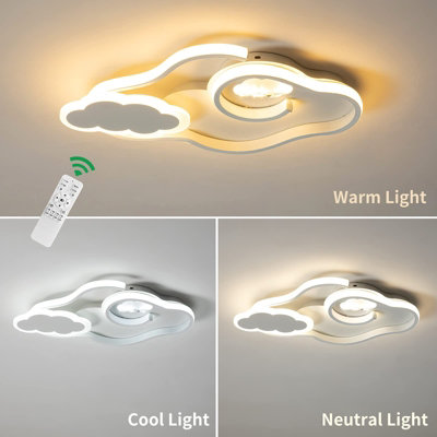 Garwarm 42W Modern LED Ceiling Light White Dimmable Cloud Acrylic ...