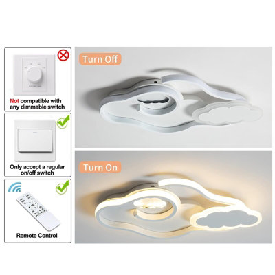 Garwarm 42W Modern LED Ceiling Light White Dimmable Cloud Acrylic ...