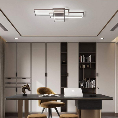 Garwarm 50W 3 Squares LED Ceiling Light Dimmable Modern Coffee Chandelier