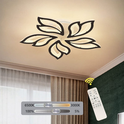 Garwarm 60W Black Modern Leaves LED Flush Mount Ceiling Light