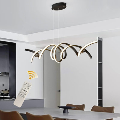 Garwarm Black 38W Modern Spiral Chandeliers Dimmable Pendant Light with ...