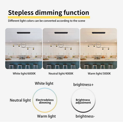 Garwarm Black Dimmable LED Linear Pendant Light with Remote Control