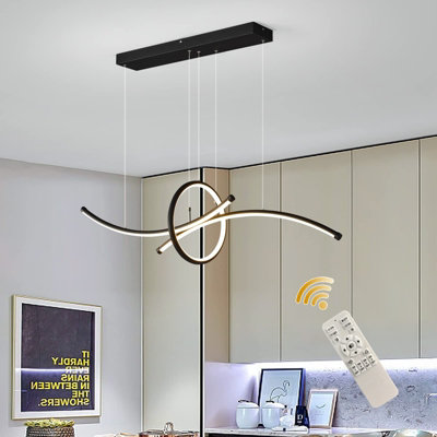 Garwarm Black Dimmable LED Pendant Light Adjustable Height Modern ...