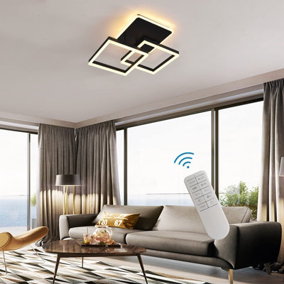 Garwarm Black Dimmable Remote Control Flush Mount Ceiling Lamp