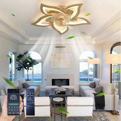Garwarm Ceiling Fan with Light with Remote Control 6 Speeds Dimmable ...