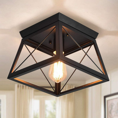 Garwarm Ceiling Light - Black Square Design- Metal Finish- Flush Mount Fixture
