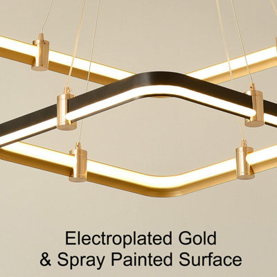 Garwarm Dimmable LED 2- Rectangular Ring Modern Chandelier