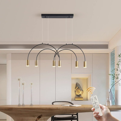 Garwarm Dimmable LED Black Gold Pendant Light with 6 Spotlights, Modern ...