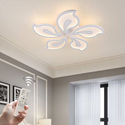 Garwarm Dimmable LED Flush Mount Ceiling Light with Remote Control for Living Room Bedroom