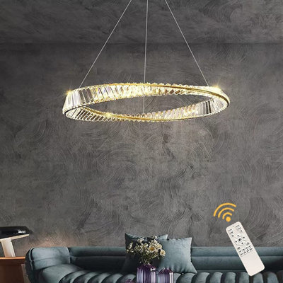 Garwarm Dimmable LED Golden Crystal Chandelier with Remote Control ...
