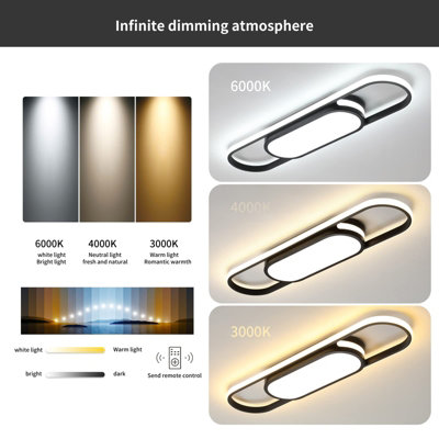 Garwarm Flush Mount Ceiling Lights Dimmable Black LED Ceiling Lamp with ...