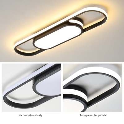 Garwarm Flush Mount Ceiling Lights Dimmable Black LED Ceiling Lamp with ...