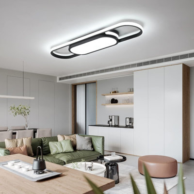 Garwarm Flush Mount Ceiling Lights Dimmable Black LED Ceiling Lamp with ...