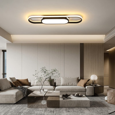 Garwarm Flush Mount Ceiling Lights Dimmable Black LED Ceiling Lamp with ...