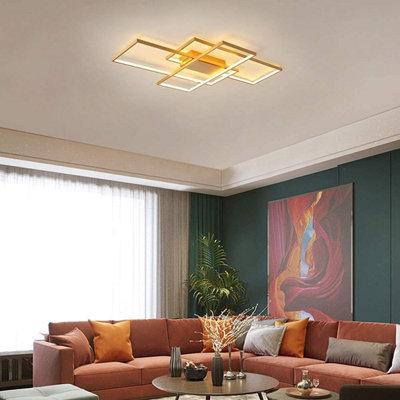 Garwarm Gold LED Ceiling Light with Remote Control, Dimmable Ceiling ...